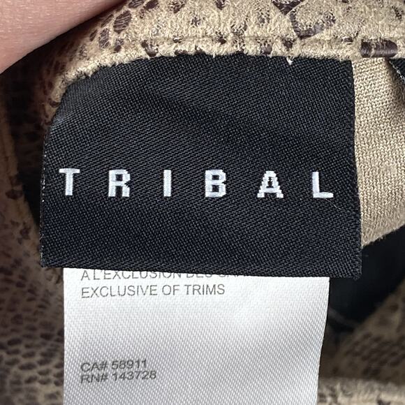 Tribal Pants Womens 4 Light Tan Snake Print Skinny Animal Pattern Stretch New - Picture 5 of 10